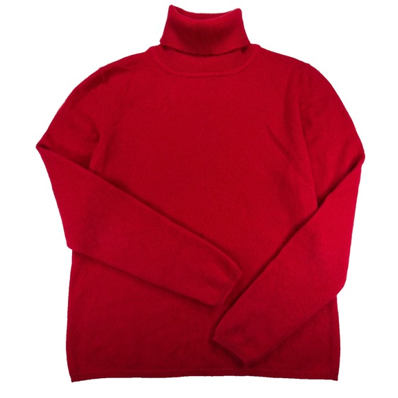 Valerie Stevens Cashmere Sweater P Medium Red Turtleneck 2-Ply 100% Cashmere - Picture 2 of 9